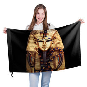 Флаг 3D с принтом Хатшепсут , 100% полиэстер | плотность ткани — 95 г/м2, размер — 67 х 109 см. Принт наносится с одной стороны | Тематика изображения на принте: египет | женщина | золото | маска | фараон египта | хатшепсут