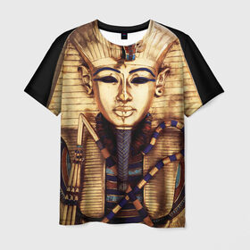 Мужская футболка 3D с принтом Хатшепсут , 100% полиэфир | прямой крой, круглый вырез горловины, длина до линии бедер | египет | женщина | золото | маска | фараон египта | хатшепсут