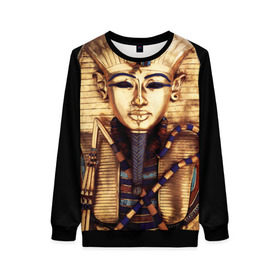 Женский свитшот 3D с принтом Хатшепсут , 100% полиэстер с мягким внутренним слоем | круглый вырез горловины, мягкая резинка на манжетах и поясе, свободная посадка по фигуре | Тематика изображения на принте: египет | женщина | золото | маска | фараон египта | хатшепсут