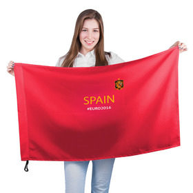 Флаг 3D с принтом Сборная Испании 2016 , 100% полиэстер | плотность ткани — 95 г/м2, размер — 67 х 109 см. Принт наносится с одной стороны | Тематика изображения на принте: euro2016 | spain | испания