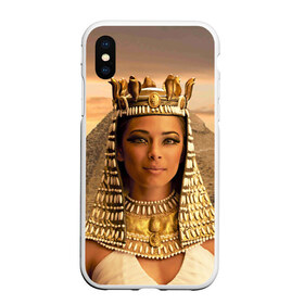 Чехол для iPhone XS Max матовый с принтом Клеопатра , Силикон | Область печати: задняя сторона чехла, без боковых панелей | египет | египетская | закат | золото | клеопатра | корона | песок | пирамиды | пустыня | солнце | царица