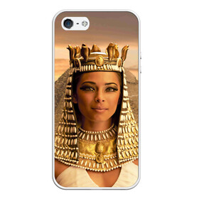 Чехол для iPhone 5/5S матовый с принтом Клеопатра , Силикон | Область печати: задняя сторона чехла, без боковых панелей | египет | египетская | закат | золото | клеопатра | корона | песок | пирамиды | пустыня | солнце | царица
