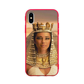 Чехол для Apple iPhone X силиконовый матовый с принтом Клеопатра , Силикон | Печать на задней стороне чехла, без боковой панели | египет | египетская | закат | золото | клеопатра | корона | песок | пирамиды | пустыня | солнце | царица