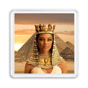Магнит 55*55 с принтом Клеопатра , Пластик | Размер: 65*65 мм; Размер печати: 55*55 мм | египет | египетская | закат | золото | клеопатра | корона | песок | пирамиды | пустыня | солнце | царица
