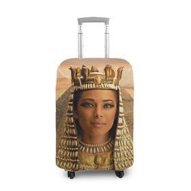 Чехол для чемодана 3D с принтом Клеопатра , 86% полиэфир, 14% спандекс | двустороннее нанесение принта, прорези для ручек и колес | Тематика изображения на принте: египет | египетская | закат | золото | клеопатра | корона | песок | пирамиды | пустыня | солнце | царица