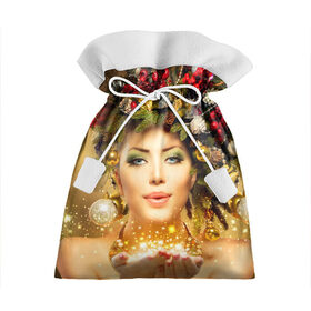 Подарочный 3D мешок с принтом Чудо девушка , 100% полиэстер | Размер: 29*39 см | волшебница | волшебство | звезды | новый год | подарки | празник | фея | чудо девушка