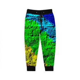 Детские брюки 3D с принтом Краска , 100% полиэстер | манжеты по низу, эластичный пояс регулируется шнурком, по бокам два кармана без застежек, внутренняя часть кармана из мелкой сетки | rainbow | краска | прикольные | радуга | текстуры | штрихи