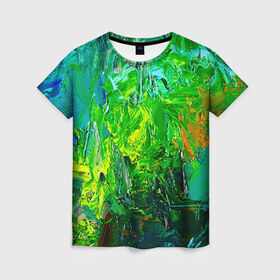 Женская футболка 3D с принтом Холст , 100% полиэфир ( синтетическое хлопкоподобное полотно) | прямой крой, круглый вырез горловины, длина до линии бедер | абстракция | краска | масло | творчество | цвет