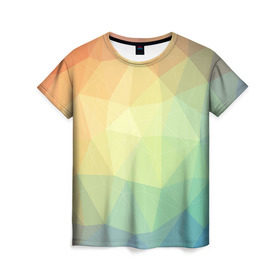 Женская футболка 3D с принтом Polygonal , 100% полиэфир ( синтетическое хлопкоподобное полотно) | прямой крой, круглый вырез горловины, длина до линии бедер | polygonal | краски | многоугольник | полигональный | радуга | цвет