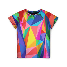 Детская футболка 3D с принтом Радуга , 100% гипоаллергенный полиэфир | прямой крой, круглый вырез горловины, длина до линии бедер, чуть спущенное плечо, ткань немного тянется | polygonal | многоугольник | полигональный | разноцветный