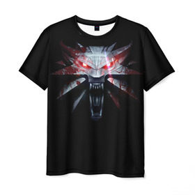 Мужская футболка 3D с принтом Медальон , 100% полиэфир | прямой крой, круглый вырез горловины, длина до линии бедер | wild hunt | witcher 3 | ведьмак | волк | волки | геральт | дикая охота | медальон