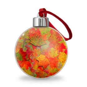 Ёлочный шар с принтом Лист клёна , Пластик | Диаметр: 77 мм | Тематика изображения на принте: дождь | листопад | осень