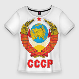 Женская футболка 3D Slim с принтом Герб СССР ,  |  | герб | россия | рэтро | ссср