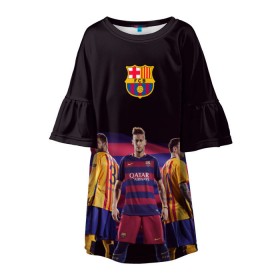 Детское платье 3D с принтом ФК Барселона , 100% полиэстер | прямой силуэт, чуть расширенный к низу. Круглая горловина, на рукавах — воланы | евро 2016
barca barcelona | иньеста | месси | неймар | пике | суарез