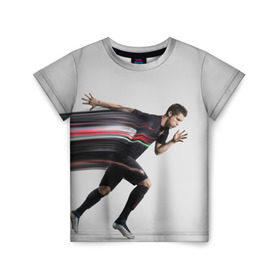 Детская футболка 3D с принтом Cristiano Ronaldo , 100% гипоаллергенный полиэфир | прямой крой, круглый вырез горловины, длина до линии бедер, чуть спущенное плечо, ткань немного тянется | Тематика изображения на принте: cristiano ronaldo