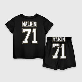 Детский костюм с шортами 3D с принтом Pittsburgh Penguins Malkin ,  |  | Тематика изображения на принте: malkin | pittsburgh penguins | малкин