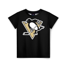 Детская футболка 3D с принтом Pittsburgh Penguins Malkin , 100% гипоаллергенный полиэфир | прямой крой, круглый вырез горловины, длина до линии бедер, чуть спущенное плечо, ткань немного тянется | malkin | pittsburgh penguins | малкин