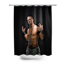 Штора 3D для ванной с принтом John Cena , 100% полиэстер | плотность материала — 100 г/м2. Стандартный размер — 146 см х 180 см. По верхнему краю — пластиковые люверсы для креплений. В комплекте 10 пластиковых колец | john cena | wwe чемпион | джон сина