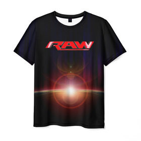 Мужская футболка 3D с принтом RAW , 100% полиэфир | прямой крой, круглый вырез горловины, длина до линии бедер | raw | usa | wwe