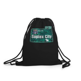 Рюкзак-мешок 3D с принтом Suplex city , 100% полиэстер | плотность ткани — 200 г/м2, размер — 35 х 45 см; лямки — толстые шнурки, застежка на шнуровке, без карманов и подкладки | fear | fury | wwe | рестлер