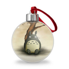 Ёлочный шар с принтом Тоторо под деревом , Пластик | Диаметр: 77 мм | Тематика изображения на принте: тоторо