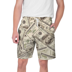 Мужские шорты 3D с принтом Деньги ,  полиэстер 100% | прямой крой, два кармана без застежек по бокам. Мягкая трикотажная резинка на поясе, внутри которой широкие завязки. Длина чуть выше колен | swag | бакс | баксы | деньги | доллар | прикол | прикольная картинка | свег | свэг