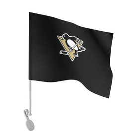 Флаг для автомобиля с принтом Pittsburgh Penguins Crosby , 100% полиэстер | Размер: 30*21 см | crosby | nhl | pittsburgh penguins
