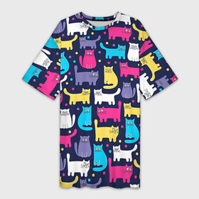 Платье-футболка 3D с принтом Котятки ,  |  | кот | котенок | котик | кошечка | кошка | мем | независимая | сильная
