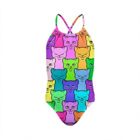 Детский купальник 3D с принтом Котятушки , Полиэстер 85%, Спандекс 15% | Слитный крой, подклад по переду изделия, узкие бретели | кот | котенок | котик | кошечка | кошка | мем | независимая | сильная