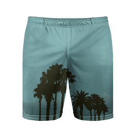 Мужские шорты 3D спортивные с принтом Пальмы ,  |  | деревья | пальмы | пляж | трафарет