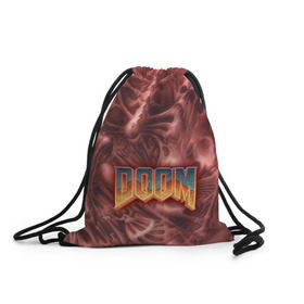 Рюкзак-мешок 3D с принтом Doom (Classic) , 100% полиэстер | плотность ткани — 200 г/м2, размер — 35 х 45 см; лямки — толстые шнурки, застежка на шнуровке, без карманов и подкладки | Тематика изображения на принте: 90 | олдскул | скелет | череп
