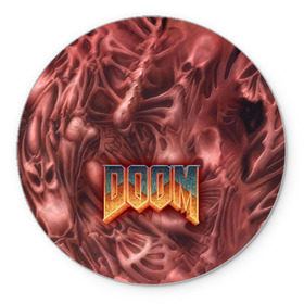 Коврик круглый с принтом Doom (Classic) , резина и полиэстер | круглая форма, изображение наносится на всю лицевую часть | 90 | олдскул | скелет | череп