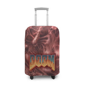 Чехол для чемодана 3D с принтом Doom (Classic) , 86% полиэфир, 14% спандекс | двустороннее нанесение принта, прорези для ручек и колес | 90 | олдскул | скелет | череп