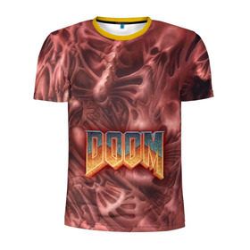 Мужская футболка 3D спортивная с принтом Doom (Classic) , 100% полиэстер с улучшенными характеристиками | приталенный силуэт, круглая горловина, широкие плечи, сужается к линии бедра | 90 | олдскул | скелет | череп