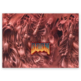 Поздравительная открытка с принтом Doom (Classic) , 100% бумага | плотность бумаги 280 г/м2, матовая, на обратной стороне линовка и место для марки
 | Тематика изображения на принте: 90 | олдскул | скелет | череп
