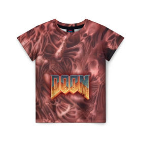 Детская футболка 3D с принтом Doom (Classic) , 100% гипоаллергенный полиэфир | прямой крой, круглый вырез горловины, длина до линии бедер, чуть спущенное плечо, ткань немного тянется | 90 | олдскул | скелет | череп