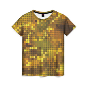 Женская футболка 3D с принтом Gold style , 100% полиэфир ( синтетическое хлопкоподобное полотно) | прямой крой, круглый вырез горловины, длина до линии бедер | блекс | золото | квадрат | клубы | текстуры