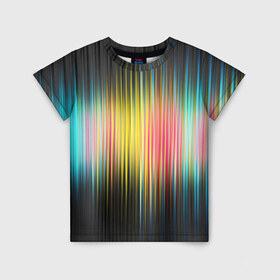 Детская футболка 3D с принтом Спектр , 100% гипоаллергенный полиэфир | прямой крой, круглый вырез горловины, длина до линии бедер, чуть спущенное плечо, ткань немного тянется | Тематика изображения на принте: мерцание | радуга | свет | свечение | сияние | спектр | цвета | эквалайзер