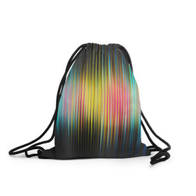 Рюкзак-мешок 3D с принтом Спектр , 100% полиэстер | плотность ткани — 200 г/м2, размер — 35 х 45 см; лямки — толстые шнурки, застежка на шнуровке, без карманов и подкладки | мерцание | радуга | свет | свечение | сияние | спектр | цвета | эквалайзер