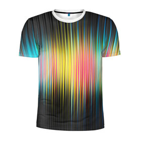 Мужская футболка 3D спортивная с принтом Спектр , 100% полиэстер с улучшенными характеристиками | приталенный силуэт, круглая горловина, широкие плечи, сужается к линии бедра | мерцание | радуга | свет | свечение | сияние | спектр | цвета | эквалайзер