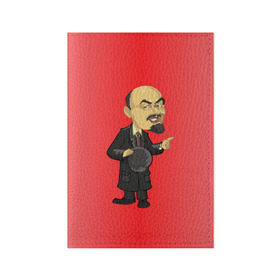 Обложка для паспорта матовая кожа с принтом Ленин каррикатура , натуральная матовая кожа | размер 19,3 х 13,7 см; прозрачные пластиковые крепления | lenin | ussr | владимир | ильич | ленин | ссср