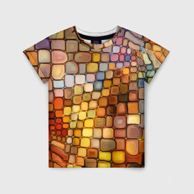 Детская футболка 3D с принтом Мозаика , 100% гипоаллергенный полиэфир | прямой крой, круглый вырез горловины, длина до линии бедер, чуть спущенное плечо, ткань немного тянется | арт | дизайн | искусство | композиция | краски | мозаика | пазл | цветные камешки