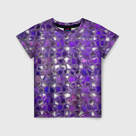 Детская футболка 3D с принтом Фиолетовая мозаика , 100% гипоаллергенный полиэфир | прямой крой, круглый вырез горловины, длина до линии бедер, чуть спущенное плечо, ткань немного тянется | дизайн | искусство | композиция | мозаика | стёклышки | цветные камешки