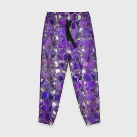 Детские брюки 3D с принтом Фиолетовая мозаика , 100% полиэстер | манжеты по низу, эластичный пояс регулируется шнурком, по бокам два кармана без застежек, внутренняя часть кармана из мелкой сетки | дизайн | искусство | композиция | мозаика | стёклышки | цветные камешки