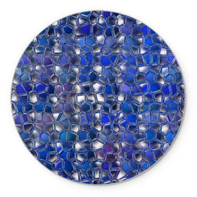 Коврик круглый с принтом Синяя мозаика , резина и полиэстер | круглая форма, изображение наносится на всю лицевую часть | дизайн | искусство | композиция | мозаика | стёклышки | цветные камешки