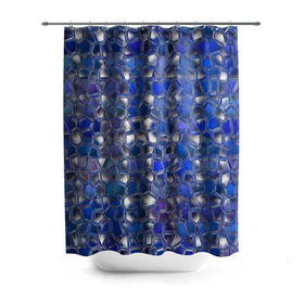 Штора 3D для ванной с принтом Синяя мозаика , 100% полиэстер | плотность материала — 100 г/м2. Стандартный размер — 146 см х 180 см. По верхнему краю — пластиковые люверсы для креплений. В комплекте 10 пластиковых колец | дизайн | искусство | композиция | мозаика | стёклышки | цветные камешки