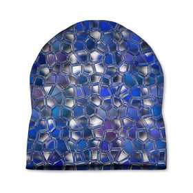 Шапка 3D с принтом Синяя мозаика , 100% полиэстер | универсальный размер, печать по всей поверхности изделия | дизайн | искусство | композиция | мозаика | стёклышки | цветные камешки