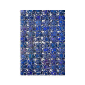 Обложка для паспорта матовая кожа с принтом Синяя мозаика , натуральная матовая кожа | размер 19,3 х 13,7 см; прозрачные пластиковые крепления | дизайн | искусство | композиция | мозаика | стёклышки | цветные камешки