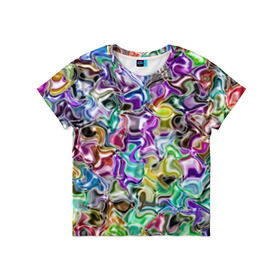 Детская футболка 3D с принтом Цветное безумие , 100% гипоаллергенный полиэфир | прямой крой, круглый вырез горловины, длина до линии бедер, чуть спущенное плечо, ткань немного тянется | арт | дизайн | искусство | краски | мозаика | палитра | радуга | разные цвета | текстура | цветное безумие
