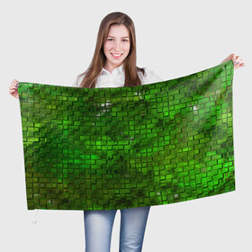 Флаг 3D с принтом Зелёные кубики , 100% полиэстер | плотность ткани — 95 г/м2, размер — 67 х 109 см. Принт наносится с одной стороны | дизайн | искусство | кубики | мозаика | поверхность | рельеф | стена | стиль | текстура | фон